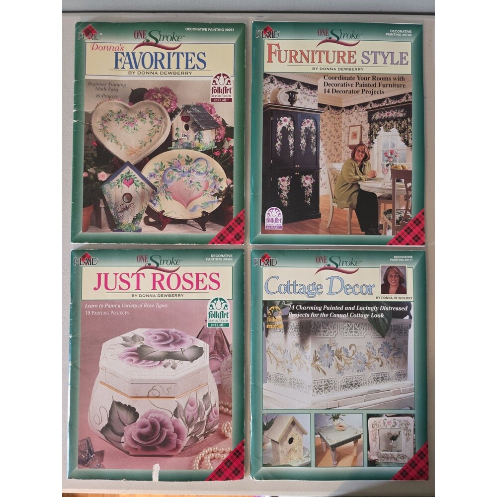 Lot of 4 Plaid One Stroke Donna Dewberry Books Decorative Painting Patterns NOS